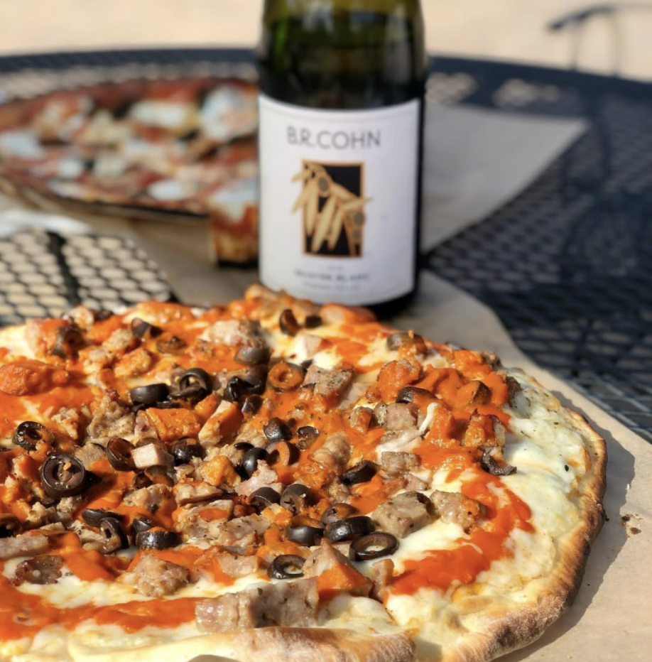 Wood-fired pizza and B.R. Cohn wine